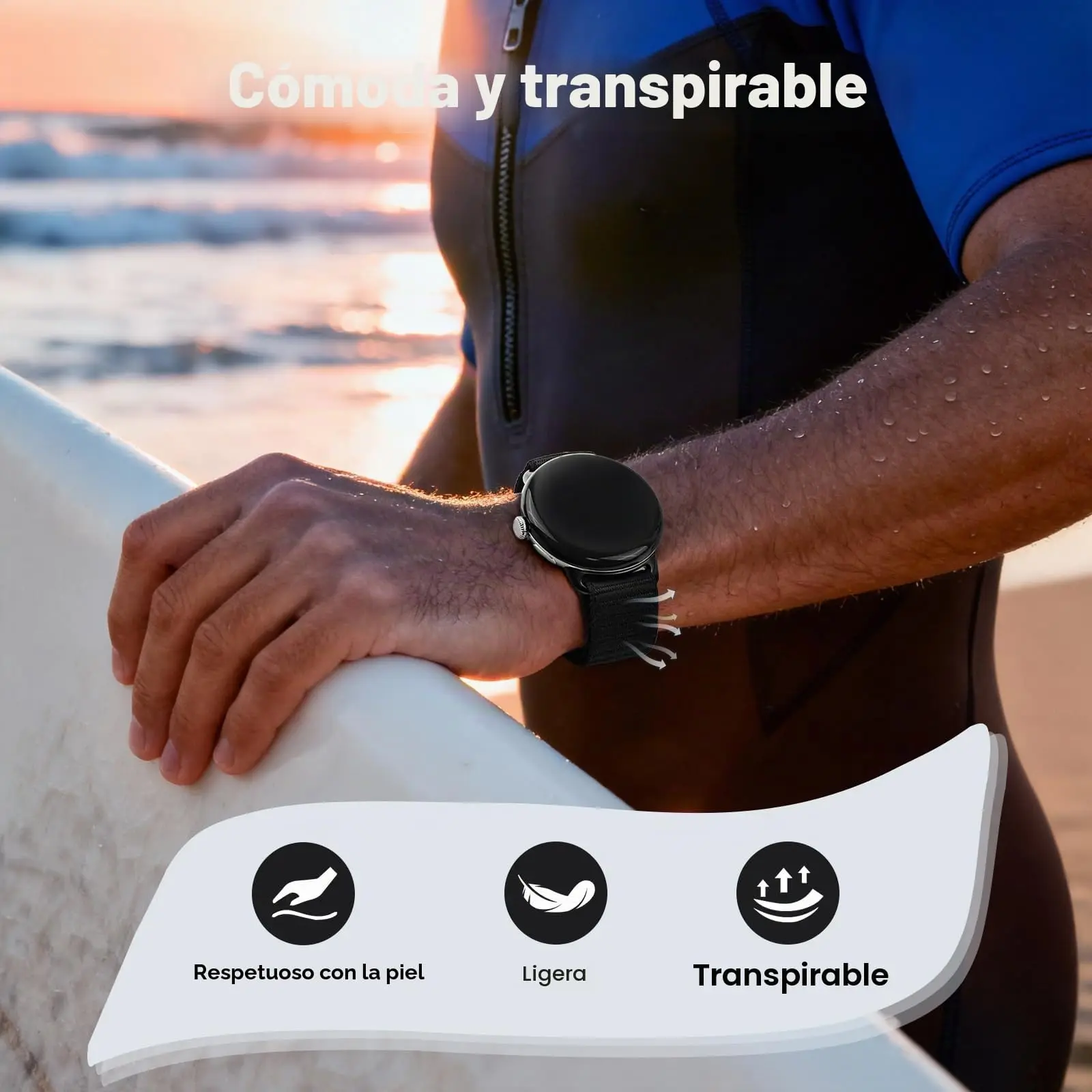 Nylon Loop Strap with Metal Links - Premium Replacement Smartwatch Bracelet