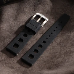 Tropical Waterproof Rubber Watch Strap with Quick Release - 22mm (Black)