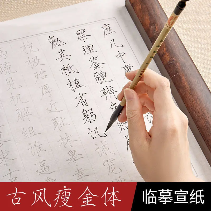 Pocket Teacher Thin Gold Body Brush Calligraphy Copybook Beginners Entry Block Practice Copying Red Set