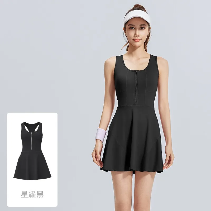 Tennis Skirt Womens Sports Tights Thin Fitness Zipper Dresses Summer Women Quick-dry Outdoor Anti-emptied Yoga Skirts