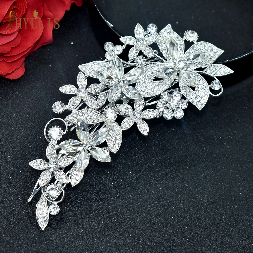 A411 Luxury Alloy Flower Wedding Hair Comb Bridal Crowns and Tiaras Wedding Hair Jewelry Rhinestone Headband for Party