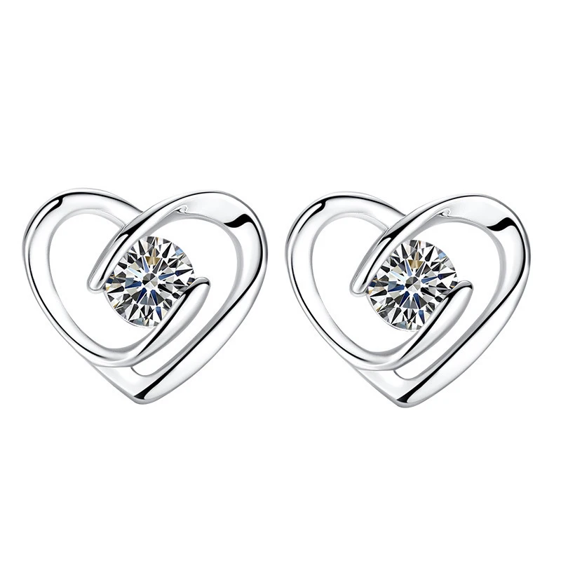 ソリッド925スターリングシルバー スタッカブルハート ブラック&ホワイト ダイヤモンドリング エタニティバンド (.129 cttw.) 金属 ダイヤモンド ソリッド925スターリングシルバー スタッカブルハート ブラック