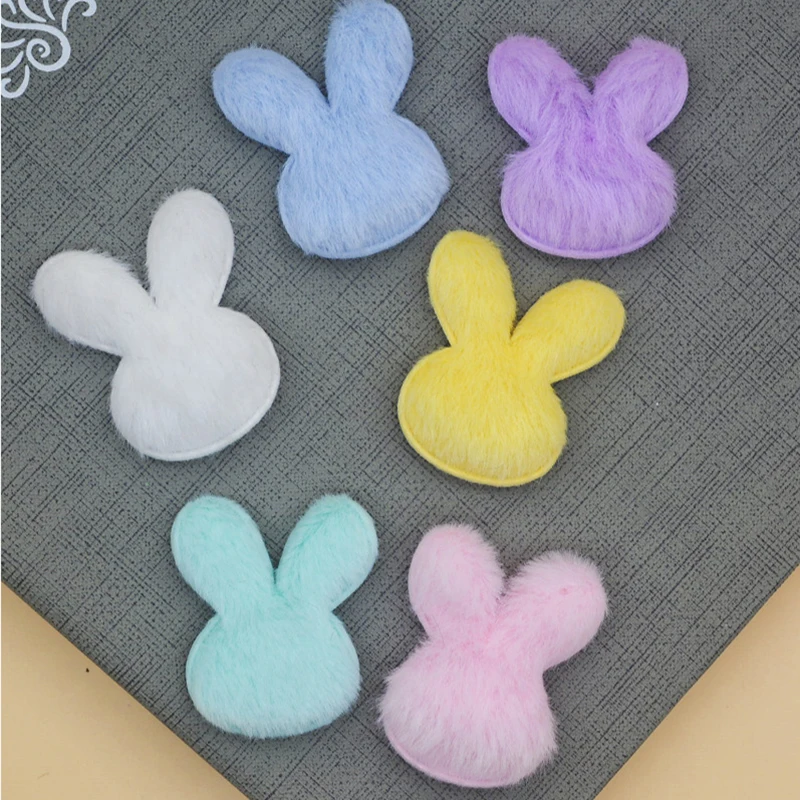 48 Stücke 3,8*4,5 CM Plüsch Filz Kaninchen Kopf Handgemachte Haarspange Zubehör Und Tuch Dekorative Zubehör – Detail 11