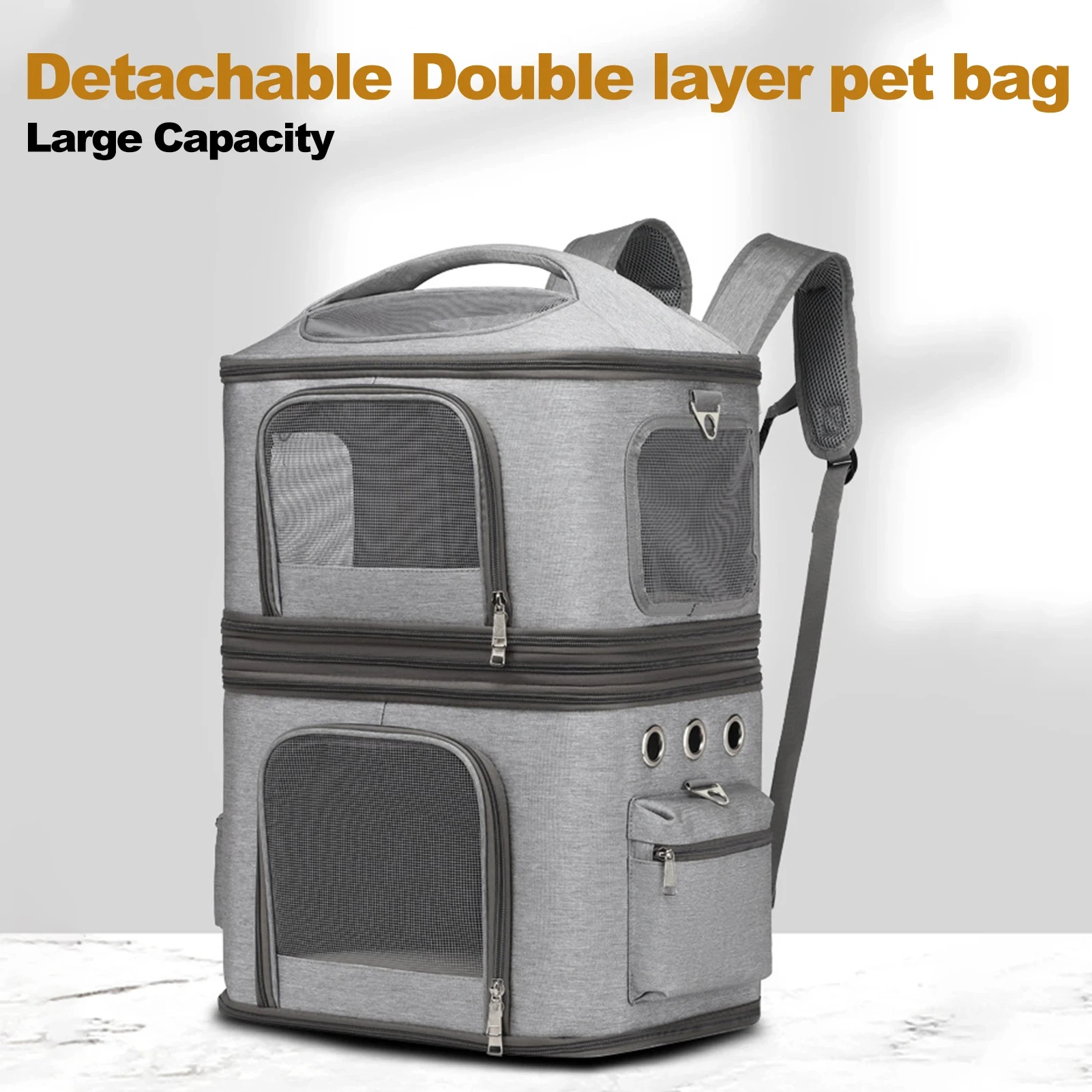Double Layer Pet Backpack Oxford Cloth Portable Large Capacity Carrier Bag Can Accommodate Two Cat Outdoor Travel Cat Bag pet carrier bag pet carrier backpack pet bag