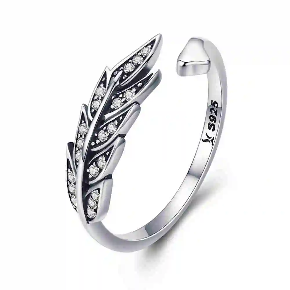 Elegant Adjustable Sterling Silver Zircon Open Ring