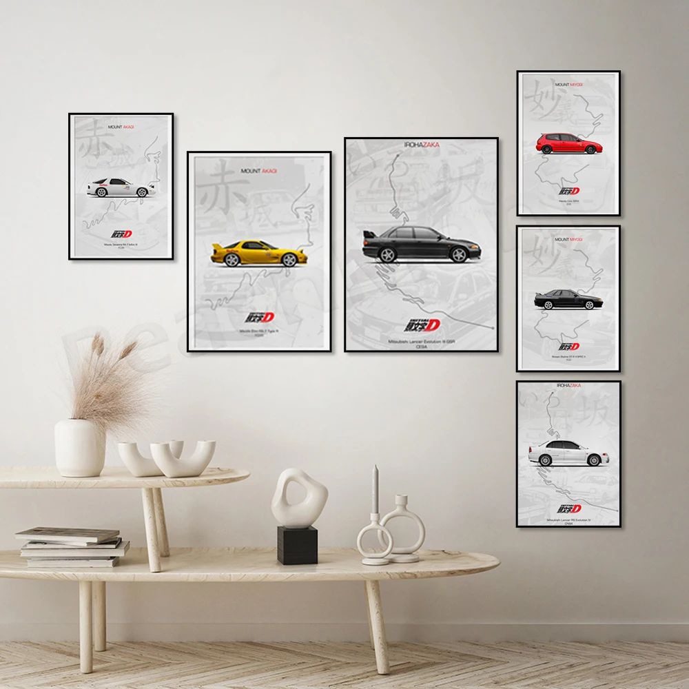 Initial D Nissan Skyline GT-R R32 Anime Poster, Japanese Car Poster Canvas