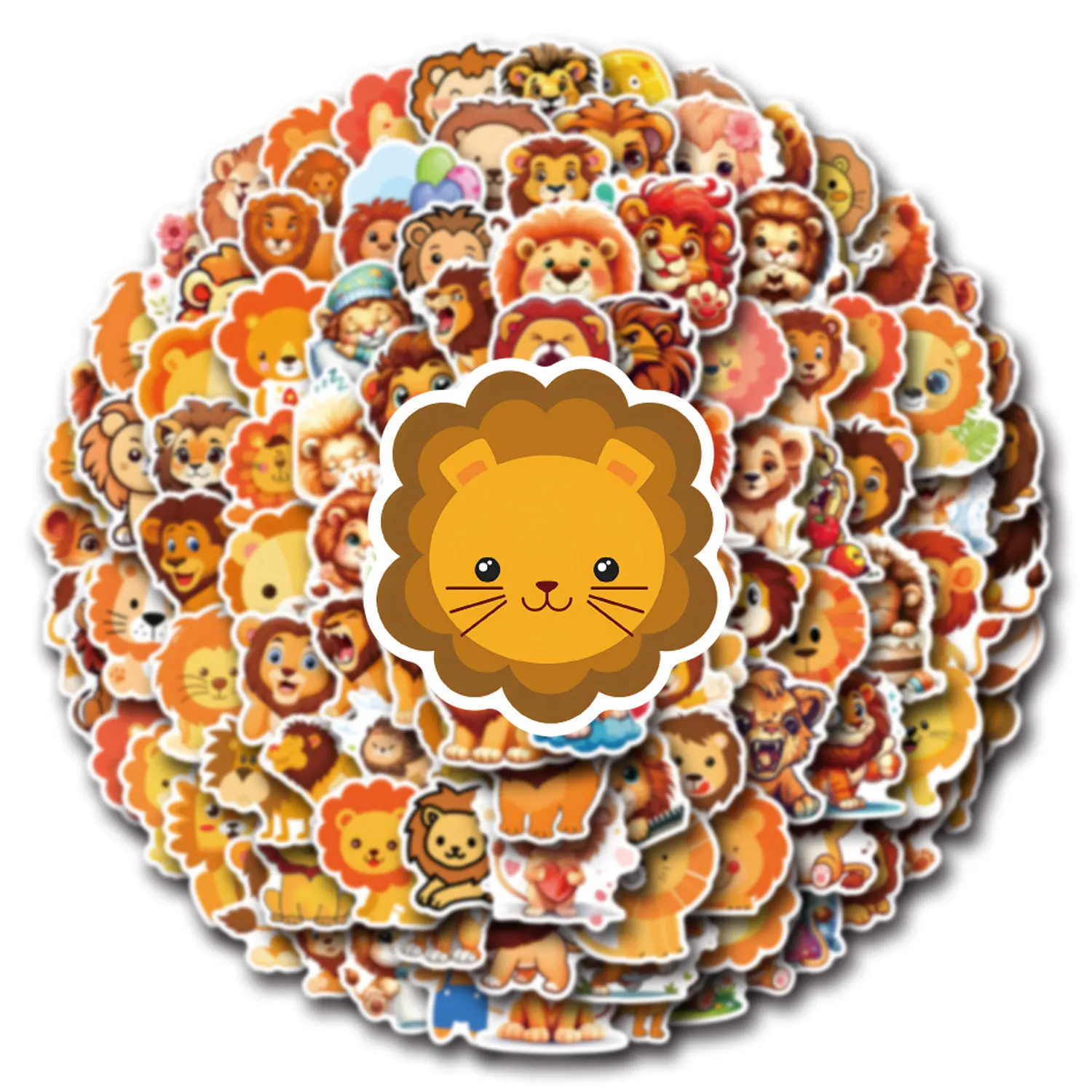 110PCS 사자 스티커 낙서 스티커 DIY 일기 전화 케이스 수제 스크랩북 미적 스티커