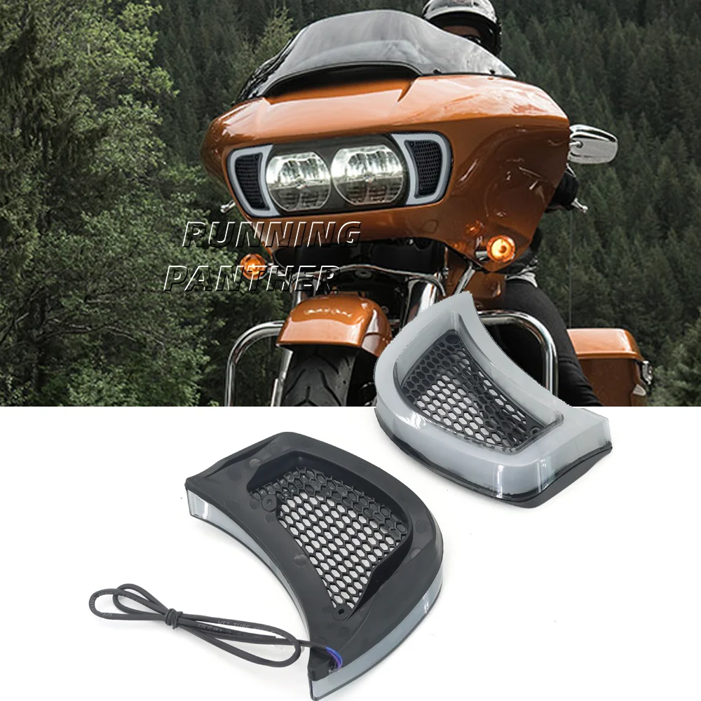 

Для Harley Road Glides 15-UP 2022 мотоциклетный дымчатый белый трассировщик фары на вентиляционное отверстие света Световой индикатор