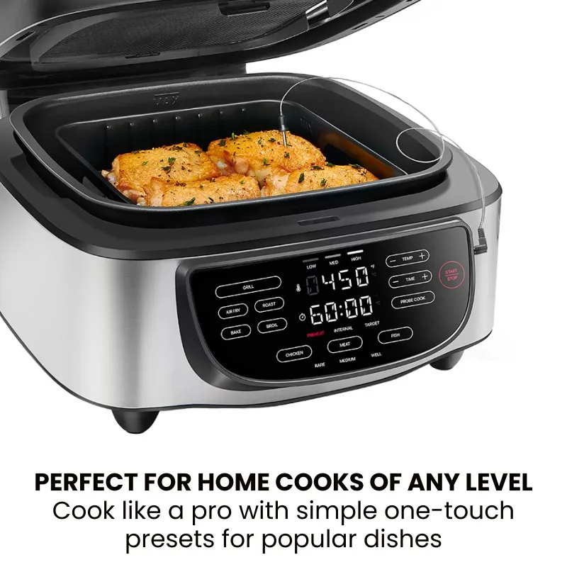 Chefman Air Fryer 8 Qt with Probe Thermometer, 8 Preset Functions, 1-Touch  Digital Display Compact Cooker, Extra Large Nonstick Square Air Fryer