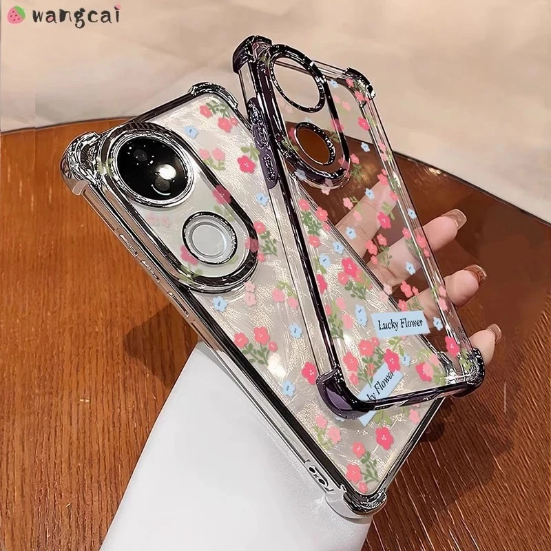 Luxury Clear Floral Phone Case - Cute Plating Design, Soft Protective Cover