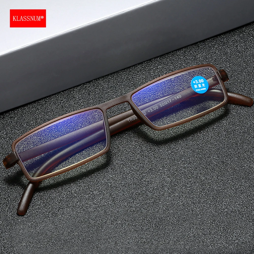 Klass num Männer schmale tr90 Rahmen Lupen ultraleichte Lesebrille Frauen Anti-Blaulicht optische Brille 1,0-4,0