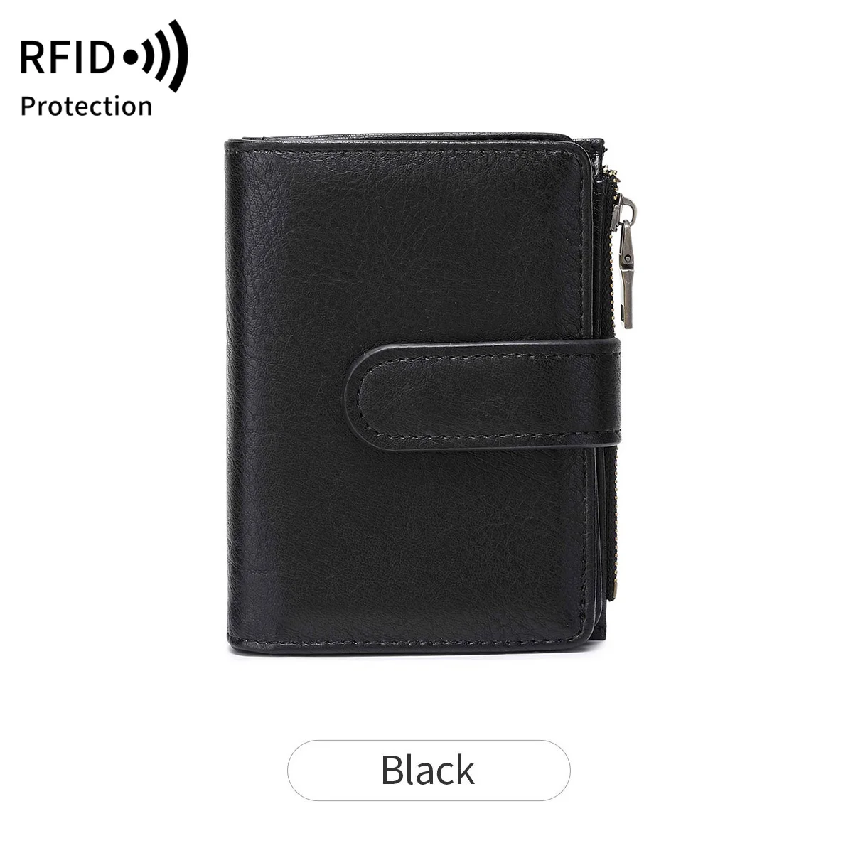 Vintage-Inspired RFID-Blocking Women's Wallet - Elegant Trifold Coin Purse with Zipper, Compact Organizer