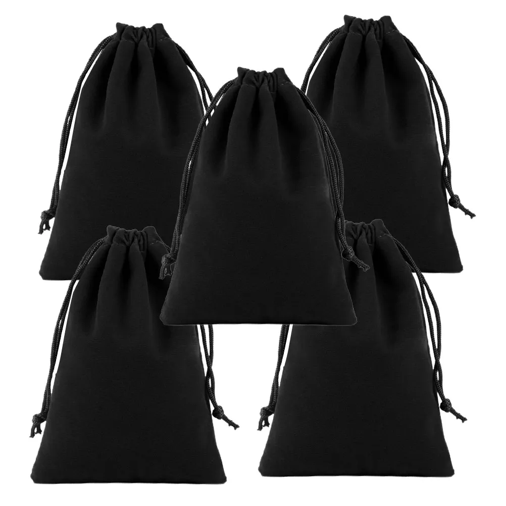 5Pcs 전기 헤어 드라이어 드로스트링 가방 블랙 20x25cm 플란넬 다목적 린트 보관 주머니 쥬얼리 선물 주최자