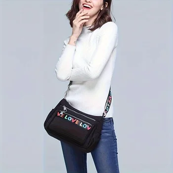 حقيبة كروس عصرية بنمط حروف، حقيبة كتف كاجوال بسحاب ذات سعة كبيرة، حقيبة ساعي أكسفورد عصرية للنساء والفتيات 6