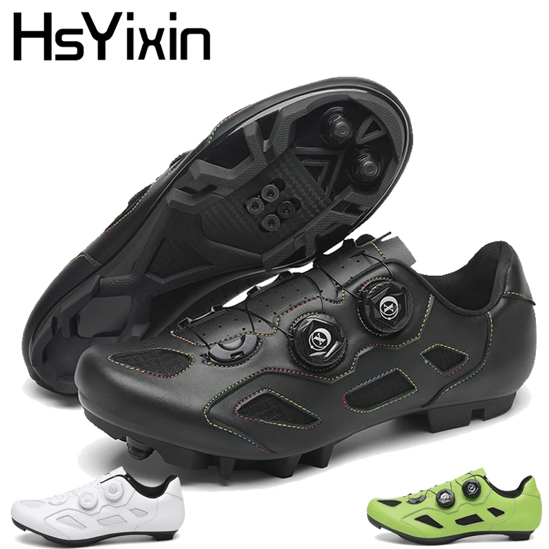 Men's Cycling Shoes with Quick Ratchet Buckle for Mountain Biking and Indoor/Outdoor Use
