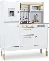 Ensemble de jeu de cuisine en bois pour enfants, avec poêle, four, évier, réfrigérateur et accessoires, pour tout-petits, enfants d'âge préscolaire 2