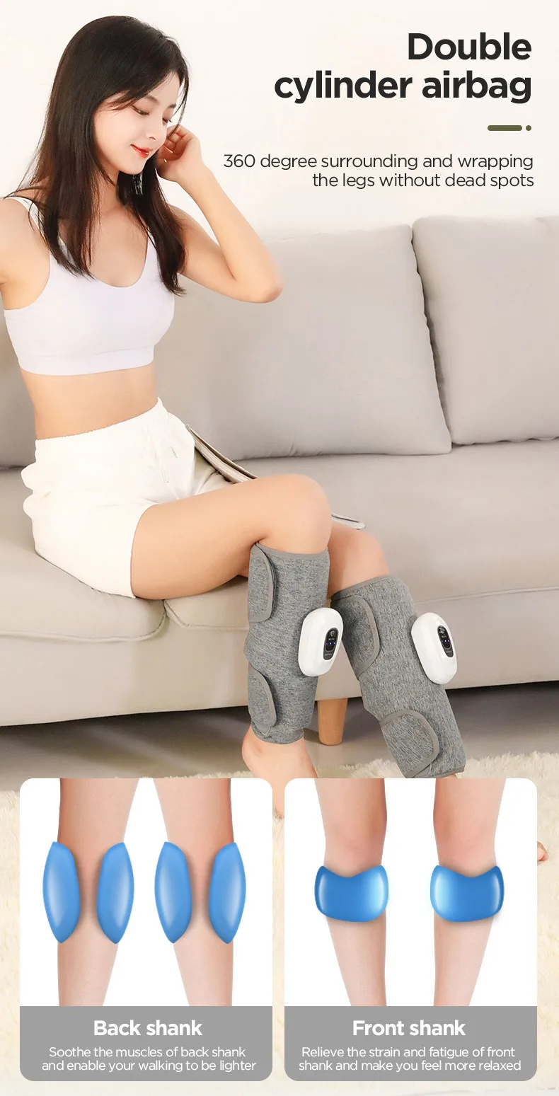 Wireless 360° Air Pressure Calf Massager Rechargeable Muscle Relaxer for Blood Circulation Pain Relief Smart Electric Device
