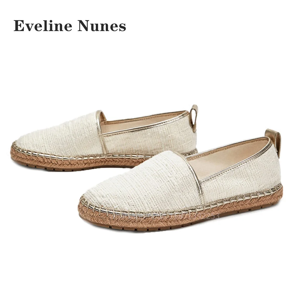 

Woven Solid Sewing Patchwork Pumps Round Toe Flat with Slip On Women Sandals White Shallow Casual Shoes Nifty Summer Comfortable