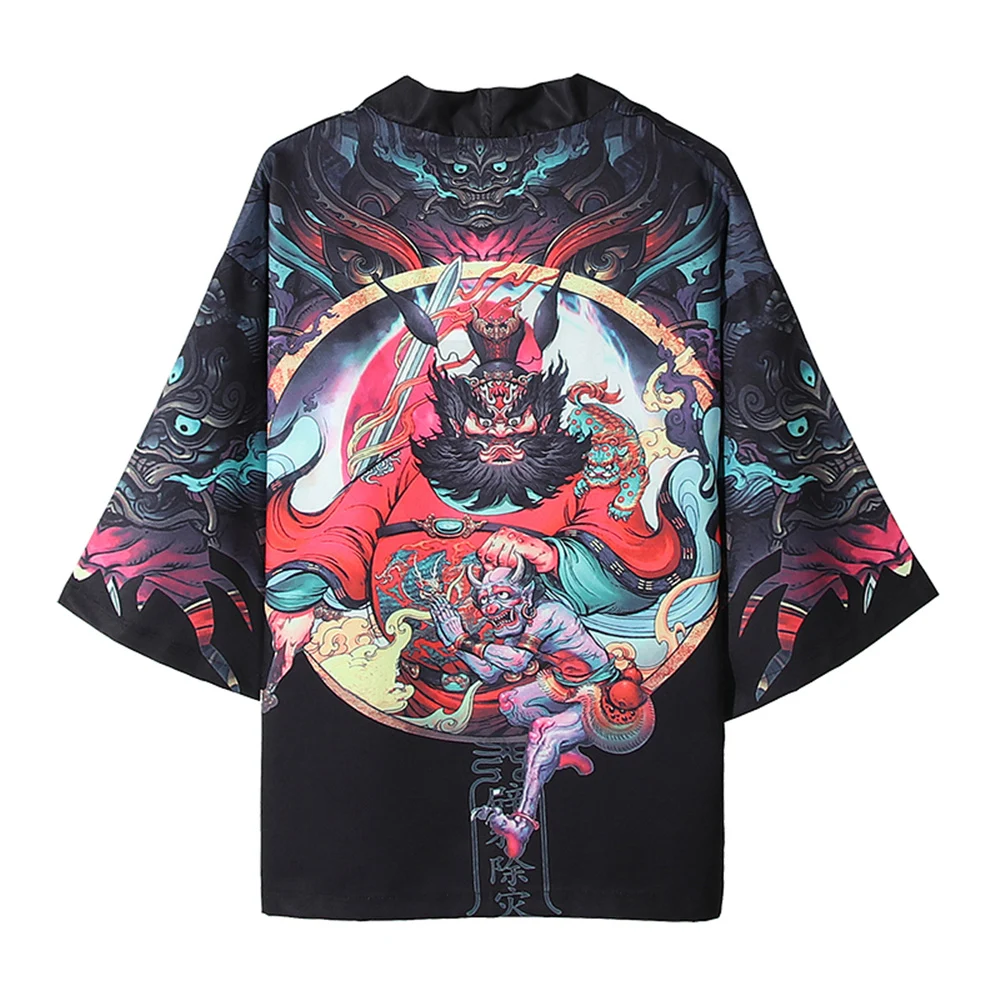 

Full Printed Open Stitch Men's Kimono Summer Thin Material Oversized Sun Proof Outerwear