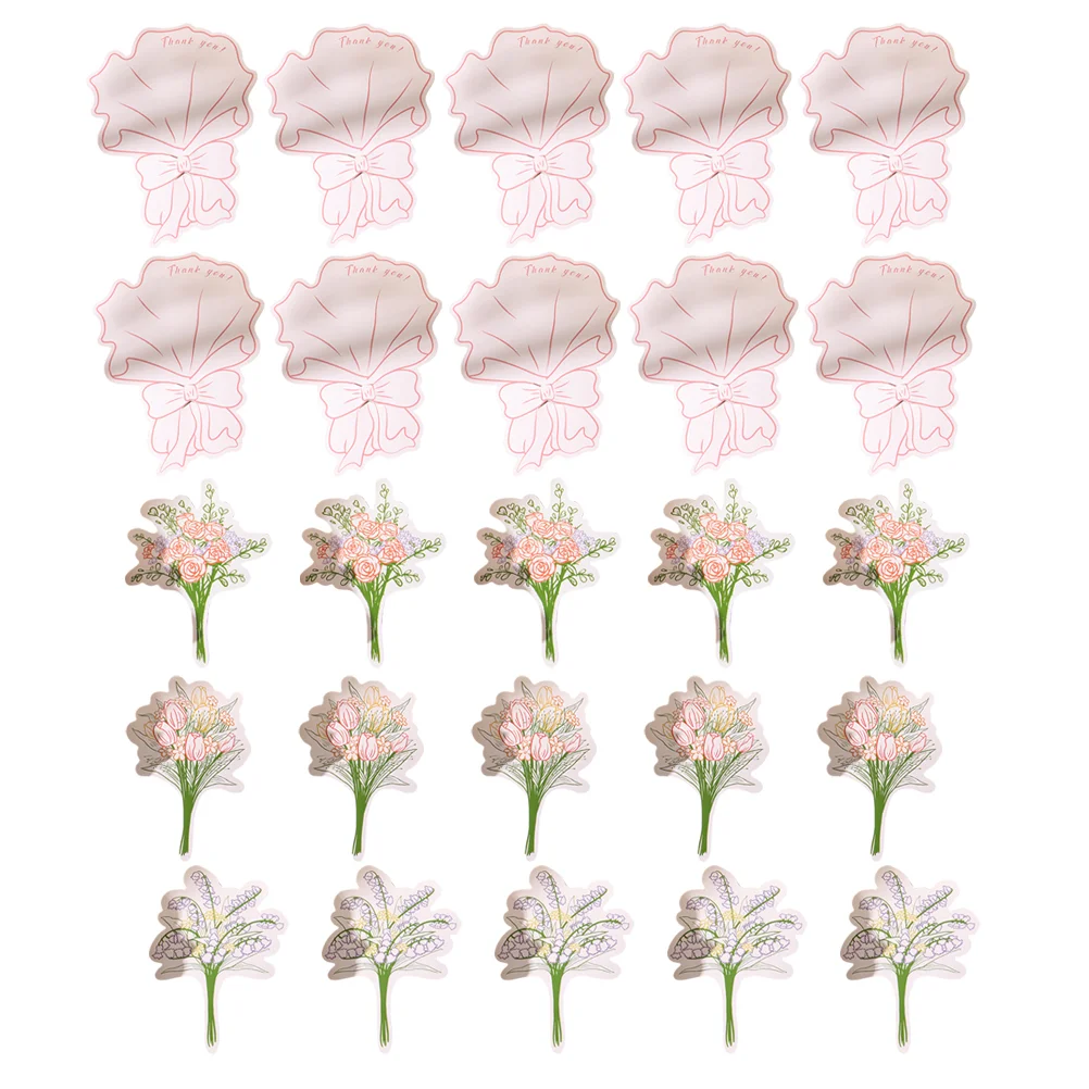 

30 Pcs Handwritten Bouquet Greeting Card Gift Cards Blessing Paper Jam Thank You Themed