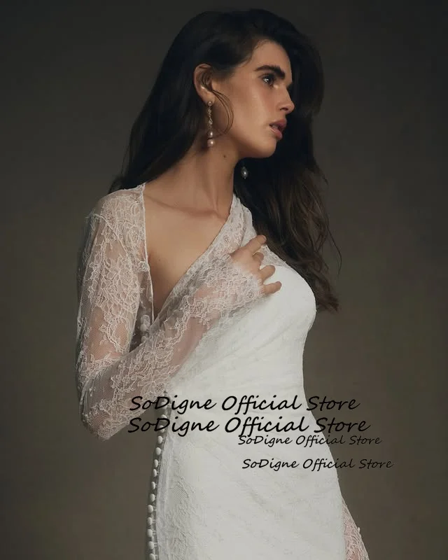 SoDigne Mermaid Boho Wedding Dresses Full Sleeves Lace Bridal Dress Long Beach 2025 Wedding Gown Robe De Mairee Customized 11 Sf6085ed9e61a40d6a564bddf0b602f09E