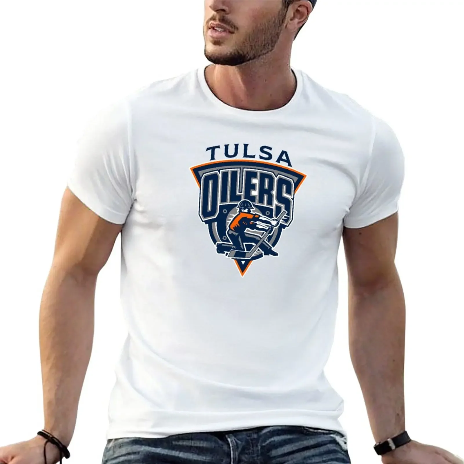 

tulsa oilers T-Shirt sweat plain tees mens clothes