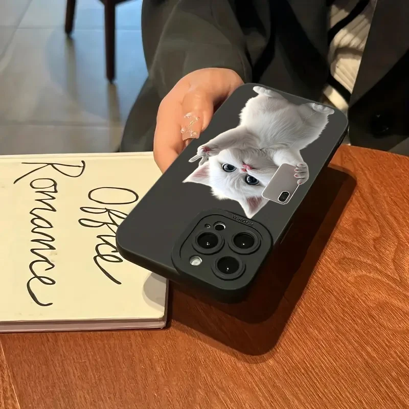 Cute Cat Pattern Silicone Phone Case For iPhone 17...