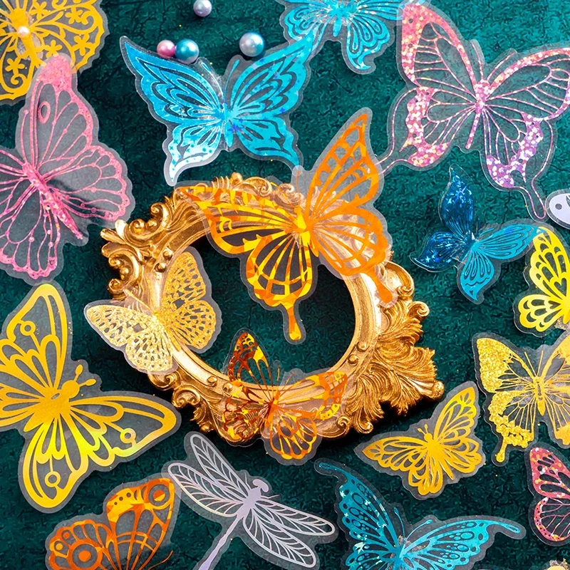 Butterfly Dancing Foil PET Stickers - Shiny Hollow Planner Supplies