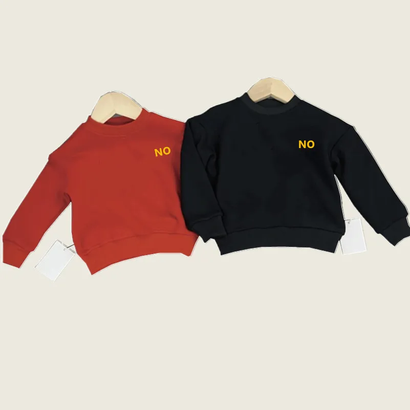 

New Kids Boy Girls Red Pullover Tops Sweatshirt Long Sleeve Boys Regular Hoodies Coat