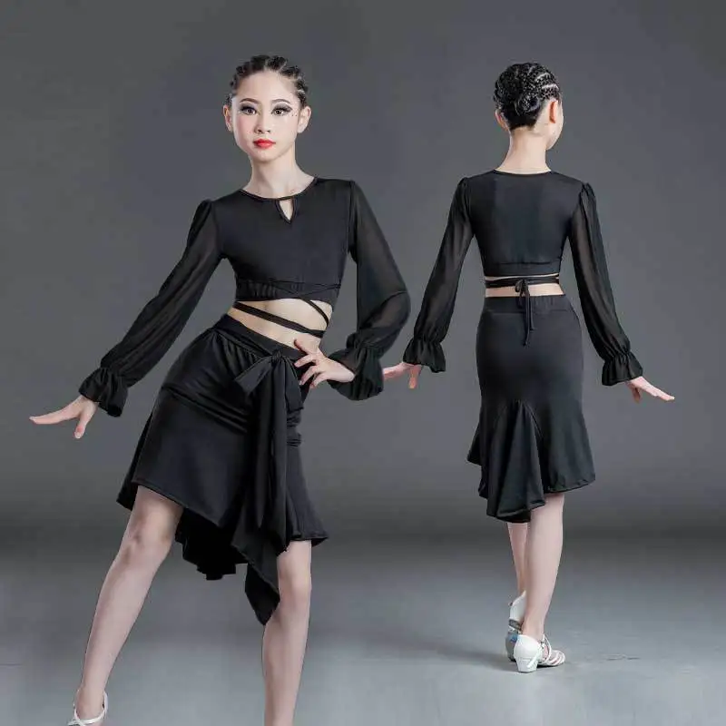 

Юбка для латиноамериканских танцев для девочек, тренировочная одежда для профессиональных соревнований, лето