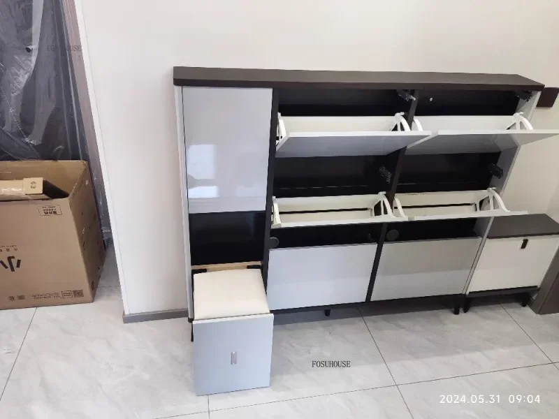 Description Picture 6 of itemShoe Rack with Folding Shoe Changing Stool Luxury Home Furniture Storage Entrance Ultra-thin Hallway Shoe Cabinets Shelf g