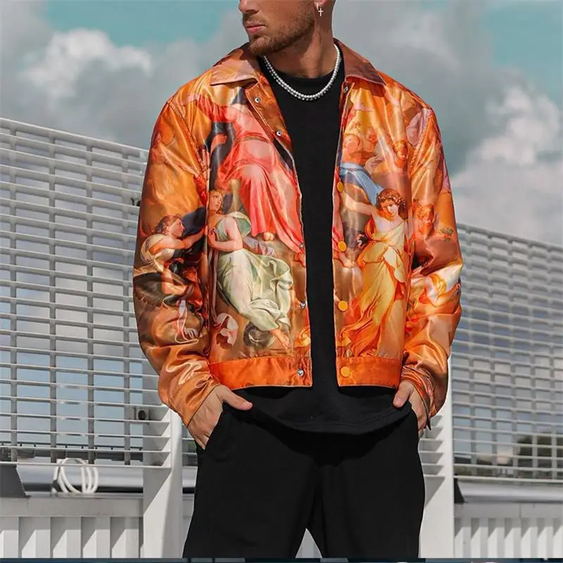 

Men's Jacket Spring And Autumn New Fashion Trend European And American Printed Casual Plus-Size Jacket