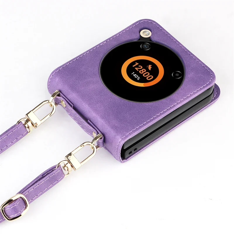 Crossbody Shockproof PU Leather Phone Case - Non-Slip, Hard Back Cover