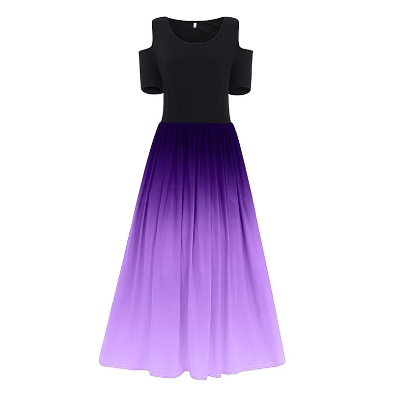 Sexy Off Shoulder Slim Party Plus Size Ladies Dresses Summer Fashion Gradient Ruffles Short Sleeve Maxi Dress Women Vestidos 5XL