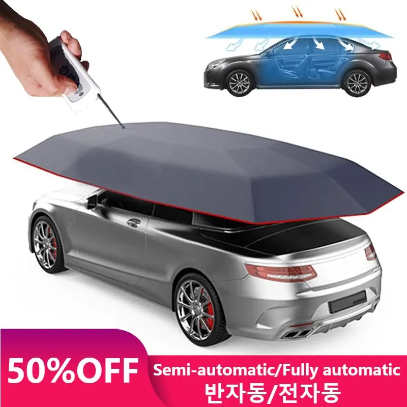 

Outdoor Car Vehicle Tent Car Sunshade Cover Snap Buckle Ultraviolet Proof Polyester Cover With Bracket Waterproof Dustproof