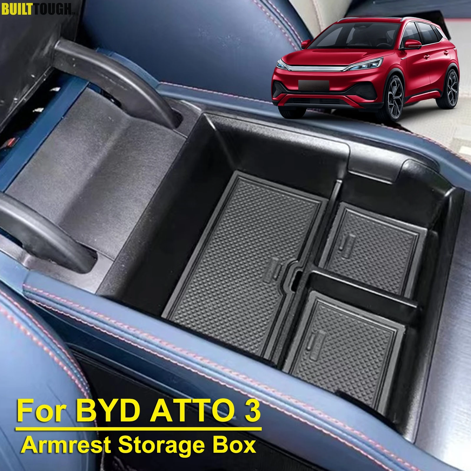 

Car Center Console Organizer Armrest Storage Box Tray Container Pallet Accessories Parts For BYD ATTO 3 Yuan Plus 2022 2023 2024