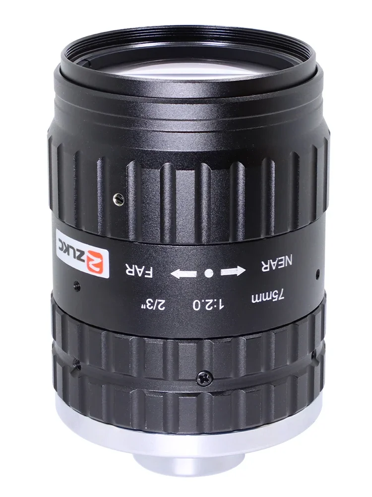 

Industrial lens C-port 75mm 10MP 2/3 inch F2.0 large aperture lens, manual aperture macro 0.1X low distortion lens
