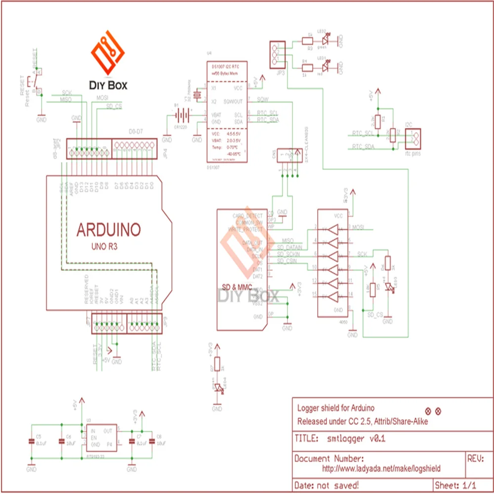 DS1307 SD Memory Card Slot Data Logger Module Logging Recorder Shield Recording Expansion Board Without Battery For Arduino