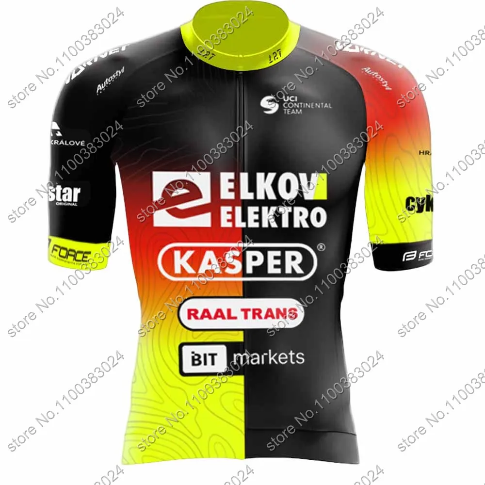 Team Elkov Kasper Cycling Jersey Men Short Sleeve Czech Clothing Road Bike Shirts Suit Bicycle Bib Shorts MTB Ropa Maillot