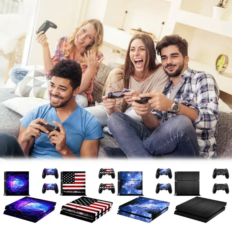 

ForSONY PS 4 Console Case Skin Sticker For PS4 Skin Vinyl Decal Cover Slim Console + 2 Controller Skin Decal Anti-slip Stickers