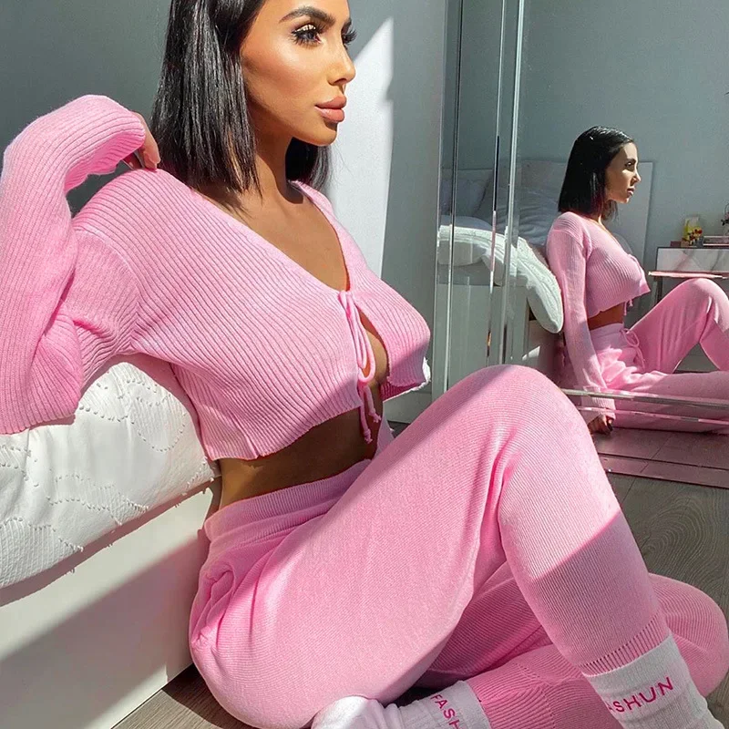 Ladies High Waist Jogger Sweatpants Cotton Comfortable Trousers 2023 New Winter Leggings Solid Drawstring Knitted Casual Pants