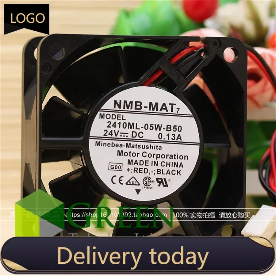 Original NMB 2410ML-05W-B50 6025 60MM 60*60*25MM Server case Cooling fan 24V 0.13A with 2pin