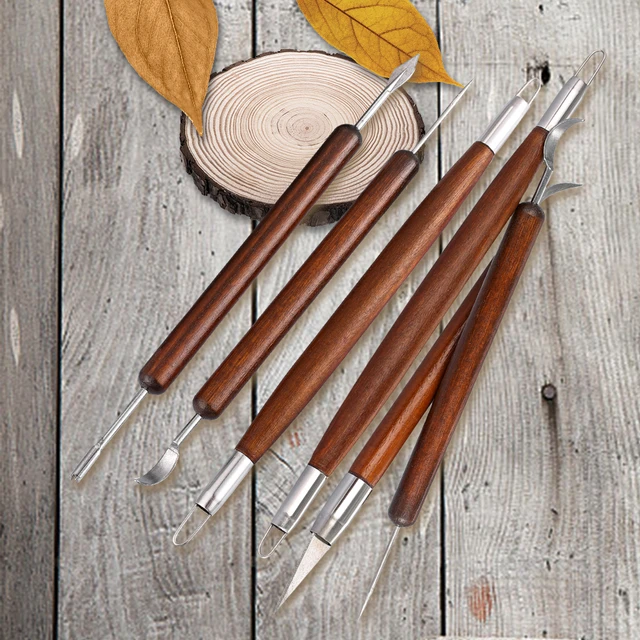 5PCS Sculpting Tool Pottery Tools Wood Handle Pottery Set Wax Carving  Sculpt Smoothing Polymer Shapers Pottery Clay Ceramic Tool - AliExpress