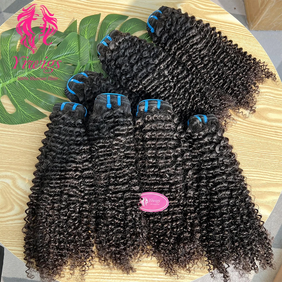 Yiwigs 15A Grade Kinky Curly Vietnamese Raw Hair Bundles 10-30 inches Black Hair Weave Extensions