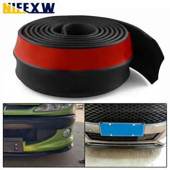 Universal Car Front Bumper Lip Splitter Spoiler Rubber Skirt Protector BodyTrim Bumper Lip Strip Car Side Lip Exterior Mouldings 1
