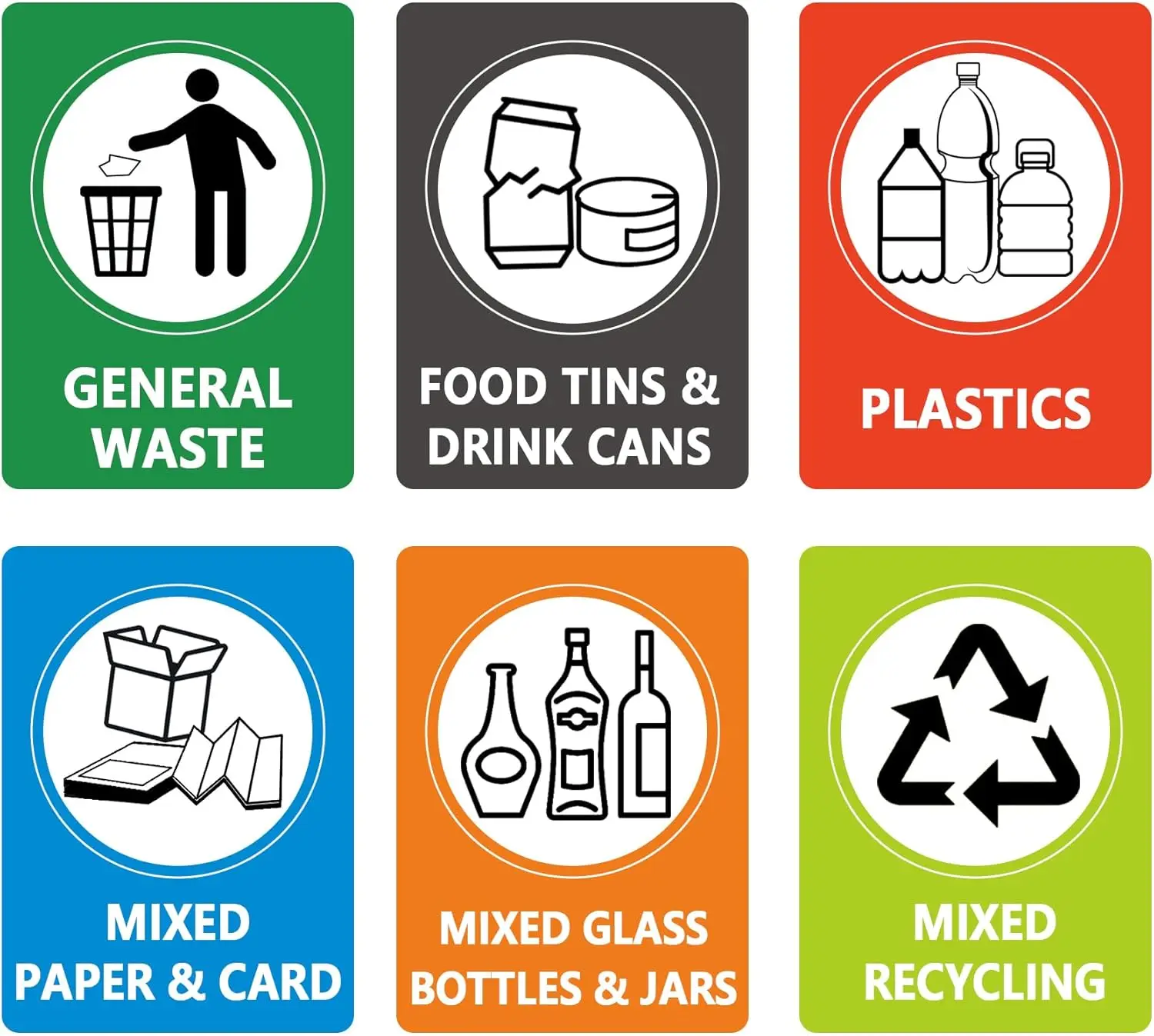 Return Bin Sign Recycling Signs Complete Pack of 6 Essential forRecycling Bins ...