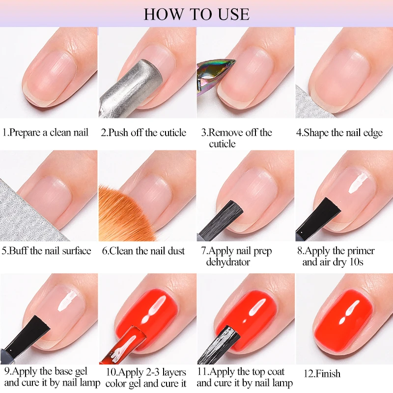 Mtssii 2PCS Nail-Primering Nail Prep Dehydrate Base Top Coat Long Lasting Air Dry for UV Gel Polish Lacquers Sterlization Liquid 6