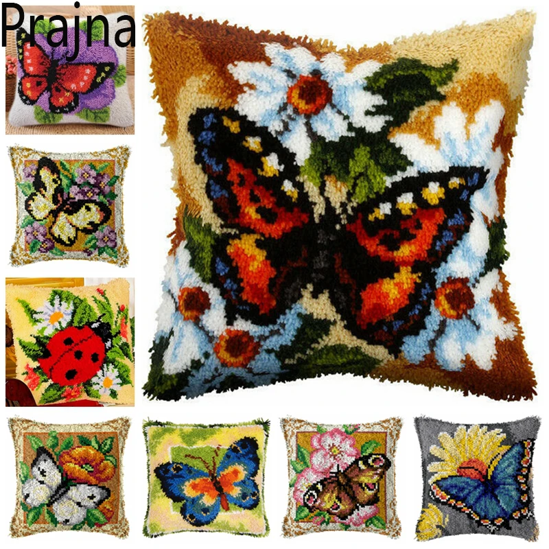 

Butterfly Flowers DIY Segment Embroidery Materials Package Handcraft Crochet Supplies Latch Hook Cushion Kits Needlework