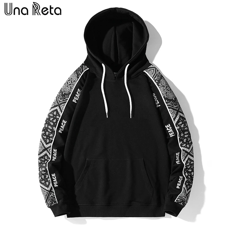 

Una Reta Loose Men Hooded New Harajuku Pullover Tops Sweatshirts Hip Hop Pocket Design Oversized Couple Print Hoodies Man