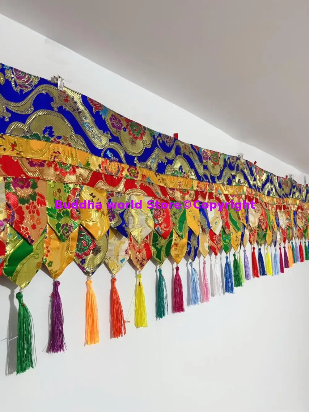 400cm Meter Großhandel Buddhist liefert Tempel Home Hall glück verheißende Stickerei Wand umschließen Vorhang Vorhänge Dekor Banner – Detail 8